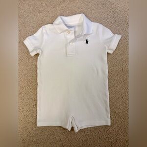 Ralph Lauren Baby White Polo Romper 12M Classic Pony